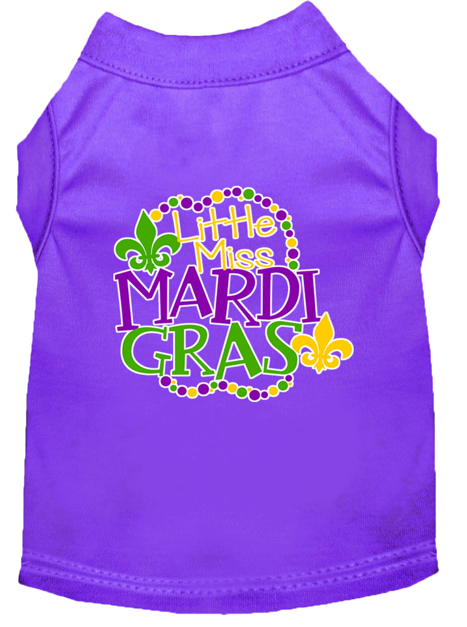 Miss Mardi Gras Screen Print Mardi Gras Dog Shirt Purple Lg